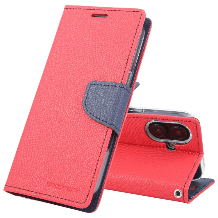 For iPhone 16 GOOSPERY FANCY DIARY Cross Texture Leather Phone Case(Red) - iPhone 16 Cases by GOOSPERY | Online Shopping South Africa | PMC Jewellery | Buy Now Pay Later Mobicred