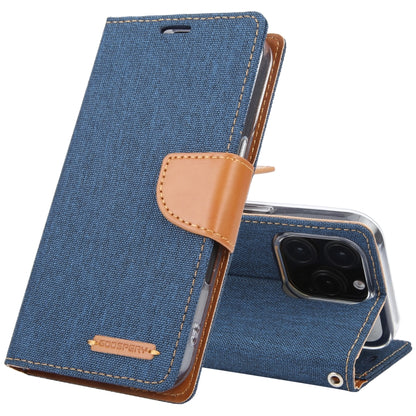 For iPhone 16 Pro GOOSPERY CANVAS DIARY Fabric Texture Flip Leather Phone Case(Navy Blue) - iPhone 16 Pro Cases by GOOSPERY | Online Shopping South Africa | PMC Jewellery | Buy Now Pay Later Mobicred