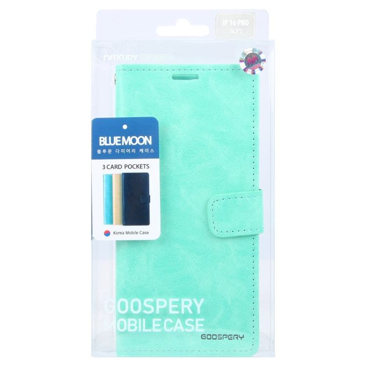 For iPhone 16 Pro Max GOOSPERY BLUE MOON Crazy Horse Texture Leather Phone Case(Mint Green) - iPhone 16 Pro Max Cases by GOOSPERY | Online Shopping South Africa | PMC Jewellery | Buy Now Pay Later Mobicred