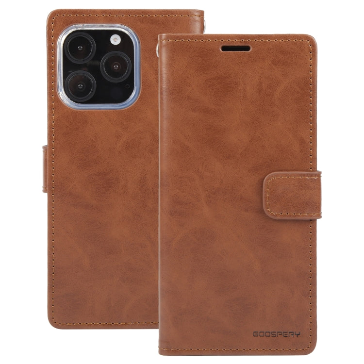 For iPhone 16 Pro Max GOOSPERY BLUE MOON Crazy Horse Texture Leather Phone Case(Brown) - iPhone 16 Pro Max Cases by GOOSPERY | Online Shopping South Africa | PMC Jewellery | Buy Now Pay Later Mobicred