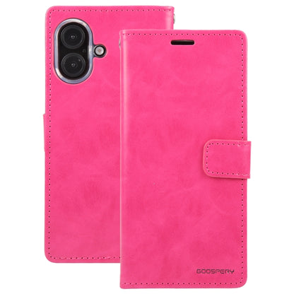 For iPhone 16 GOOSPERY BLUE MOON Crazy Horse Texture Leather Phone Case(Rose Red) - iPhone 16 Cases by GOOSPERY | Online Shopping South Africa | PMC Jewellery | Buy Now Pay Later Mobicred