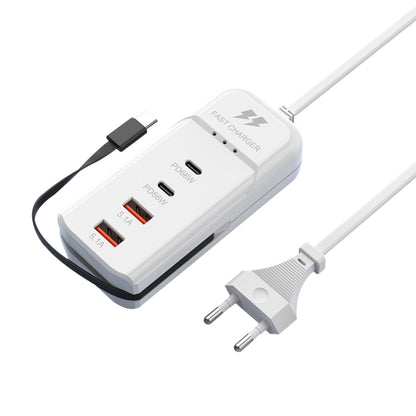 5 in 1 2 x PD 66W, 2 x USB Fast Charger Smart Power Socket, Length:1m(EU Plug) - Multifunction Charger by PMC Jewellery | Online Shopping South Africa | PMC Jewellery | Buy Now Pay Later Mobicred