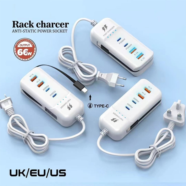 5 in 1 2 x PD 66W, 2 x USB Fast Charger Smart Power Socket, Length:1m(UK Plug) - Multifunction Charger by PMC Jewellery | Online Shopping South Africa | PMC Jewellery | Buy Now Pay Later Mobicred