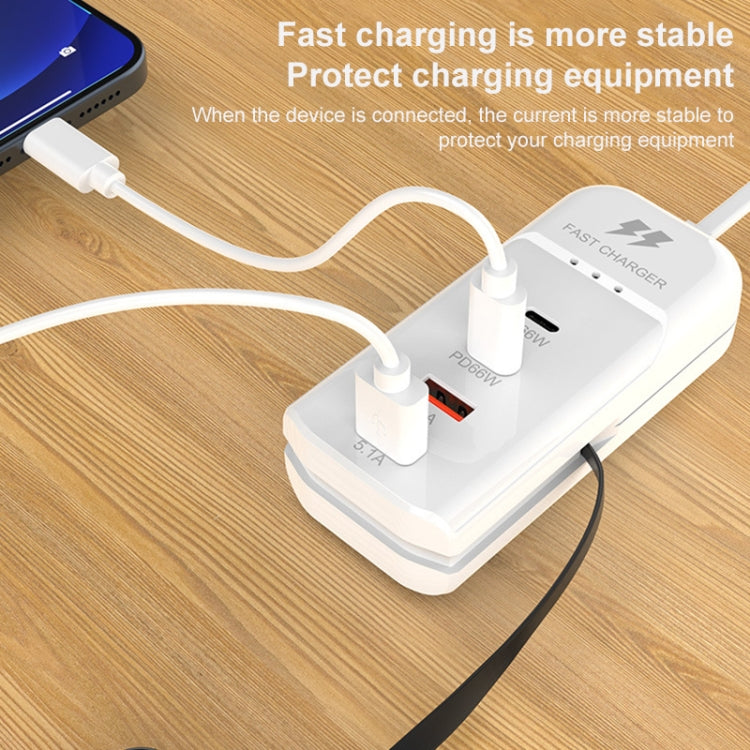 5 in 1 2 x PD 66W, 2 x USB Fast Charger Smart Power Socket, Length:1m(US Plug) - Multifunction Charger by PMC Jewellery | Online Shopping South Africa | PMC Jewellery | Buy Now Pay Later Mobicred