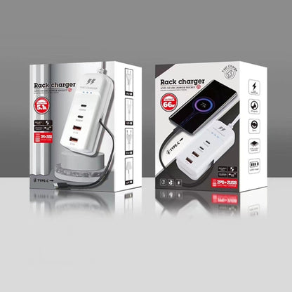 5 in 1 2 x PD 66W, 2 x USB Fast Charger Smart Power Socket, Length:1m(EU Plug) - Multifunction Charger by PMC Jewellery | Online Shopping South Africa | PMC Jewellery | Buy Now Pay Later Mobicred