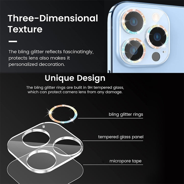 For iPhone 16 Pro / 16 Pro Max Glitter Ring Tempered Glass Camera Lens Film(Colorful) - iPhone 16 Pro Max Tempered Glass by PMC Jewellery | Online Shopping South Africa | PMC Jewellery | Buy Now Pay Later Mobicred