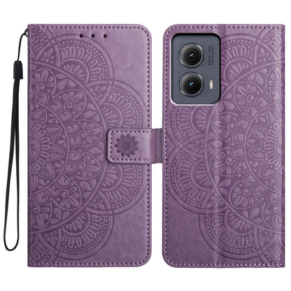 For Motorola Edge 2024 Flower Embossed Leather Phone Case(Purple) - Motorola Cases by PMC Jewellery | Online Shopping South Africa | PMC Jewellery | Buy Now Pay Later Mobicred