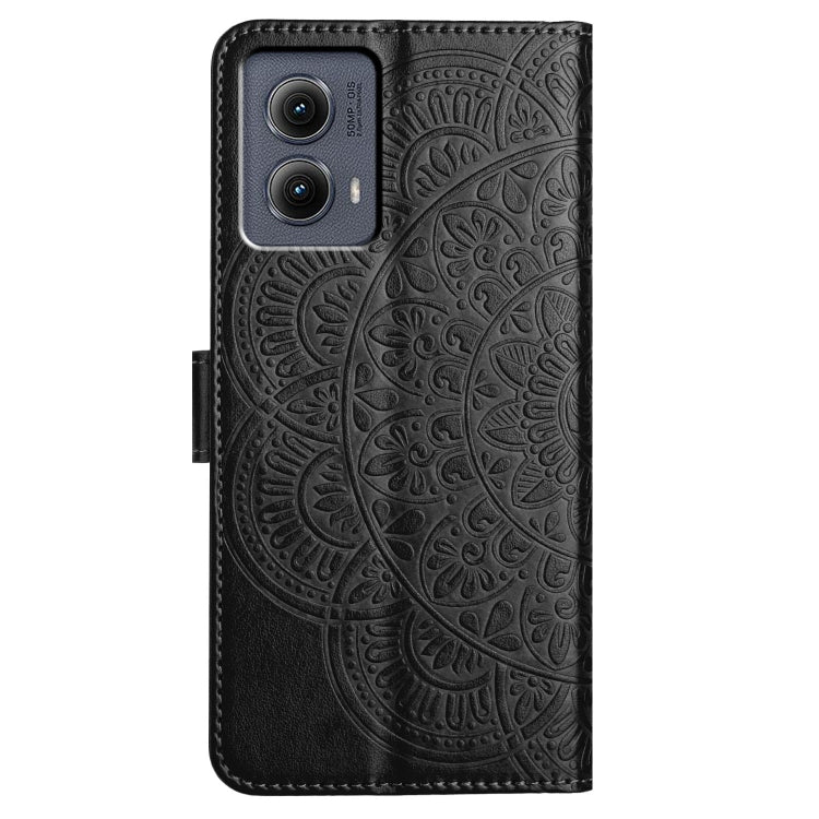 For Motorola Edge 2024 Flower Embossed Leather Phone Case(Black) - Motorola Cases by PMC Jewellery | Online Shopping South Africa | PMC Jewellery | Buy Now Pay Later Mobicred