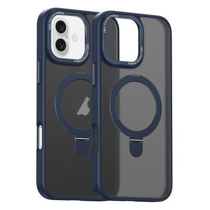 For iPhone 16 Plus Skin Feel MagSafe Magnetic Holder Phone Case(Dark Blue) - iPhone 16 Plus Cases by PMC Jewellery | Online Shopping South Africa | PMC Jewellery | Buy Now Pay Later Mobicred