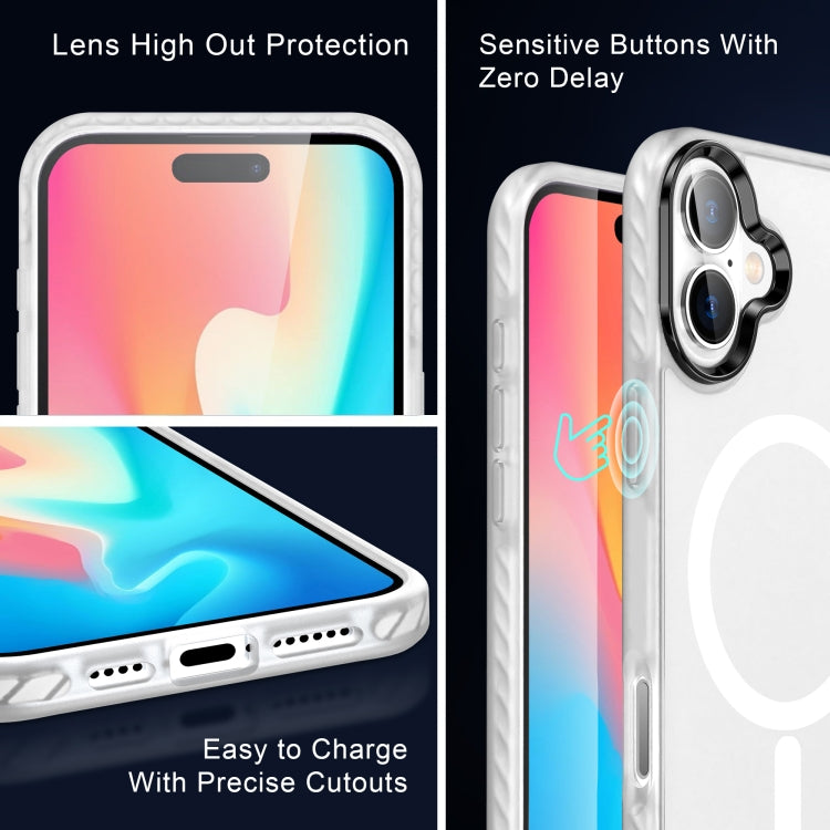 For iPhone 16 Frosted Skin Feel MagSafe Transparent Phone Case(White) - iPhone 16 Cases by PMC Jewellery | Online Shopping South Africa | PMC Jewellery | Buy Now Pay Later Mobicred