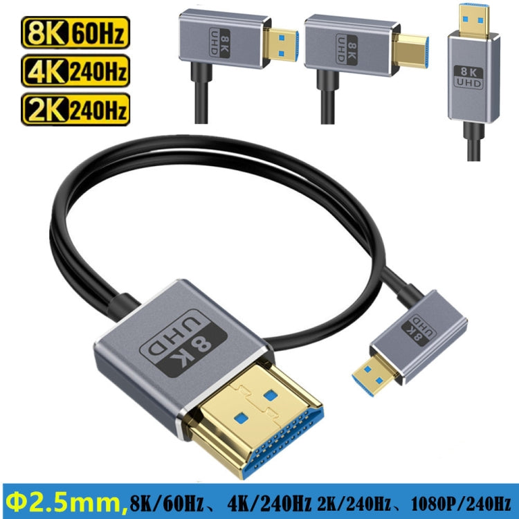 30cm Coaxial Micro HDMI to HDMI 8K UHD 48Gbps Video Connection Cable, Style:Right Elbow - Cable by PMC Jewellery | Online Shopping South Africa | PMC Jewellery | Buy Now Pay Later Mobicred