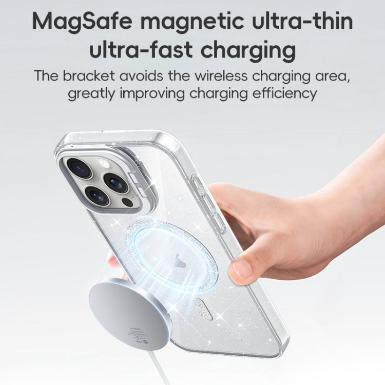 For iPhone 16 Shiny Shield MagSafe Lens Holder Phone Case(Blue) - iPhone 16 Cases by PMC Jewellery | Online Shopping South Africa | PMC Jewellery | Buy Now Pay Later Mobicred