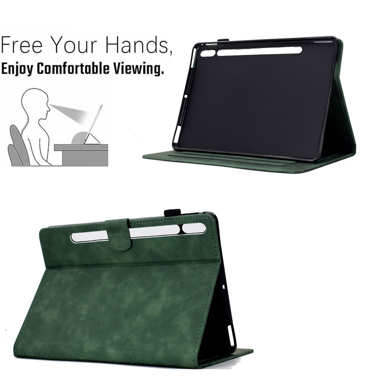 For Samsung Galaxy Tab S9 / S9 FE Cats Embossed Leather Smart Tablet Case(Green) - Galaxy Tab S9 Cases by PMC Jewellery | Online Shopping South Africa | PMC Jewellery | Buy Now Pay Later Mobicred