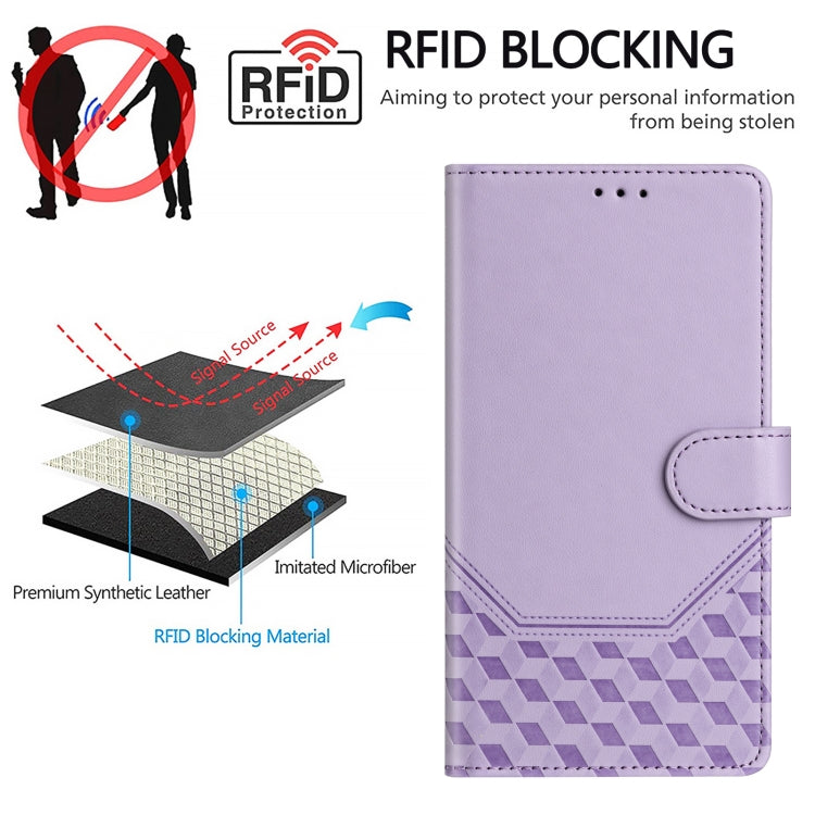 For Ulefone Note 17 Pro Honeycomb Embossing RFID Leather Phone Case(Light Purple) - Ulefone Cases by PMC Jewellery | Online Shopping South Africa | PMC Jewellery | Buy Now Pay Later Mobicred