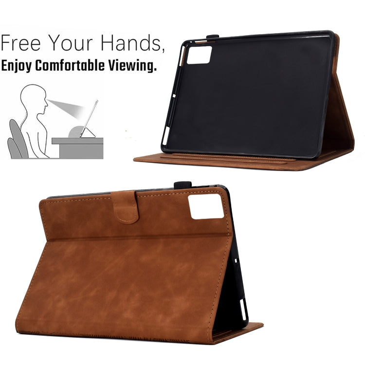 For Lenovo Tab M11 / Xiaoxin Pad 2024 Cats Embossed Leather Smart Tablet Case(Brown) - Lenovo by PMC Jewellery | Online Shopping South Africa | PMC Jewellery | Buy Now Pay Later Mobicred