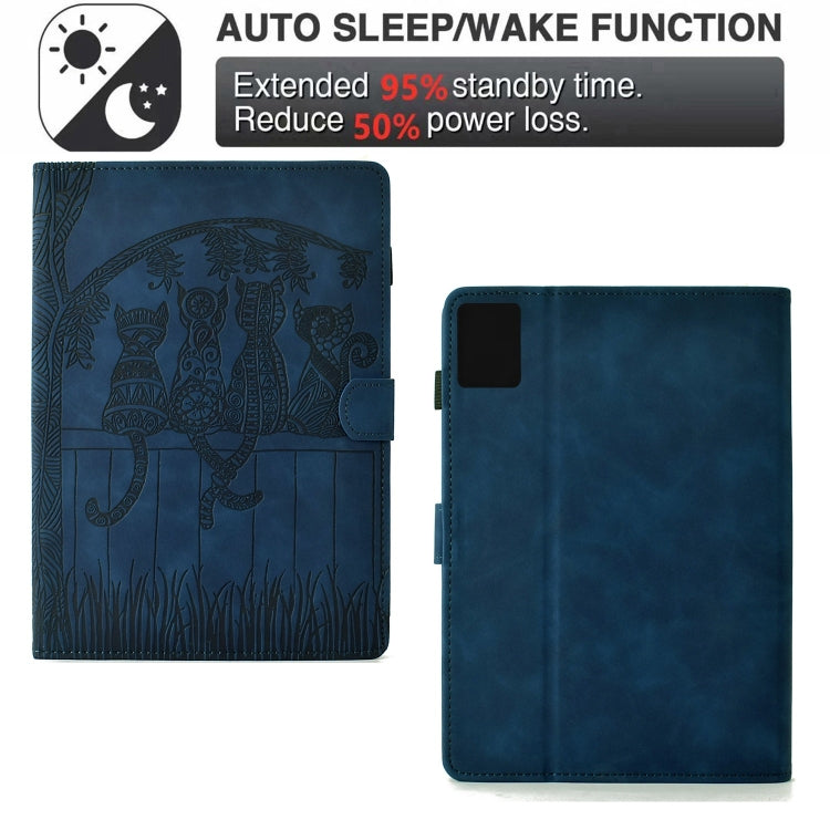 For Lenovo Tab M11 / Xiaoxin Pad 2024 Cats Embossed Leather Smart Tablet Case(Dark Blue) - Lenovo by PMC Jewellery | Online Shopping South Africa | PMC Jewellery | Buy Now Pay Later Mobicred