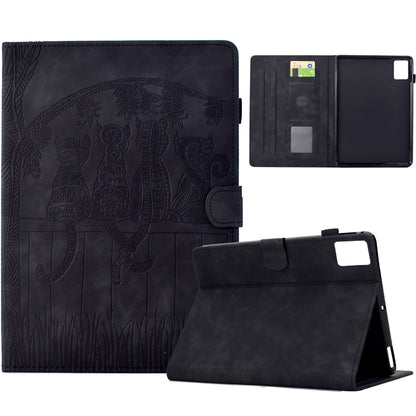 For Lenovo Tab M11 / Xiaoxin Pad 2024 Cats Embossed Leather Smart Tablet Case(Black) - Lenovo by PMC Jewellery | Online Shopping South Africa | PMC Jewellery | Buy Now Pay Later Mobicred