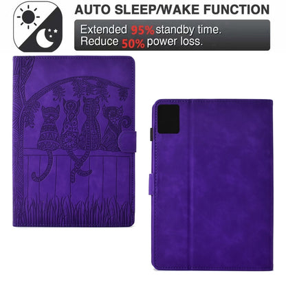 For Lenovo Tab M11 / Xiaoxin Pad 2024 Cats Embossed Leather Smart Tablet Case(Purple) - Lenovo by PMC Jewellery | Online Shopping South Africa | PMC Jewellery | Buy Now Pay Later Mobicred