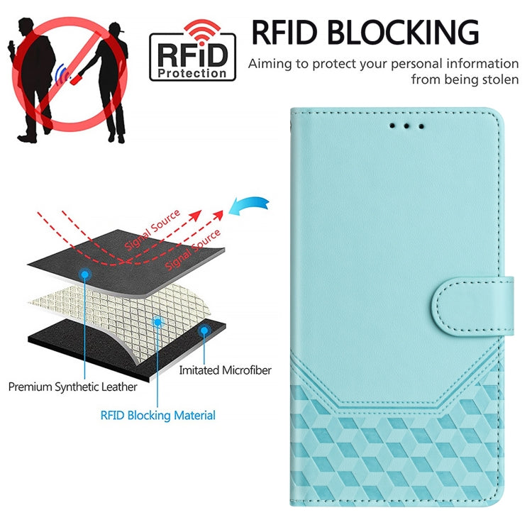 For Sony Xperia 5 VI 2024 Honeycomb Embossing RFID Leather Phone Case(Mint Green) - Sony Cases by PMC Jewellery | Online Shopping South Africa | PMC Jewellery | Buy Now Pay Later Mobicred