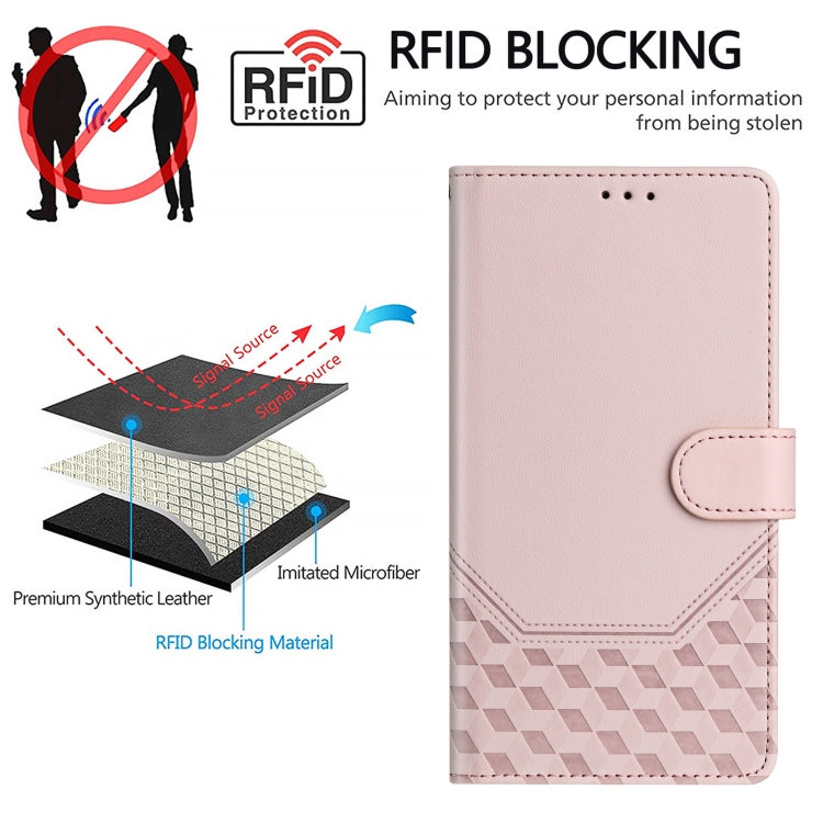 For Sony Xperia 5 VI 2024 Honeycomb Embossing RFID Leather Phone Case(Pink) - Sony Cases by PMC Jewellery | Online Shopping South Africa | PMC Jewellery | Buy Now Pay Later Mobicred