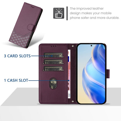 For Sony Xperia 5 VI 2024 Honeycomb Embossing RFID Leather Phone Case(Violet) - Sony Cases by PMC Jewellery | Online Shopping South Africa | PMC Jewellery | Buy Now Pay Later Mobicred