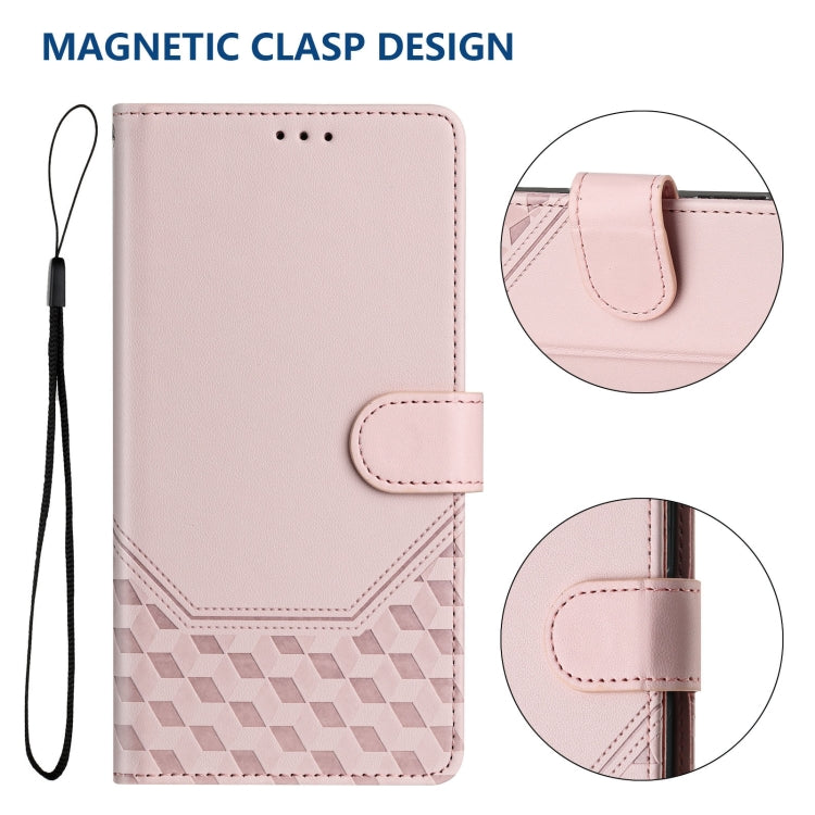 For Sony Xperia 10 VI 2024 Honeycomb Embossing RFID Leather Phone Case(Pink) - Sony Cases by PMC Jewellery | Online Shopping South Africa | PMC Jewellery | Buy Now Pay Later Mobicred