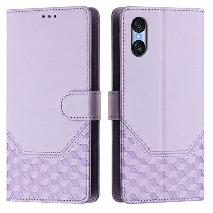 For Sony Xperia 10 VI 2024 Honeycomb Embossing RFID Leather Phone Case(Light Purple) - Sony Cases by PMC Jewellery | Online Shopping South Africa | PMC Jewellery | Buy Now Pay Later Mobicred