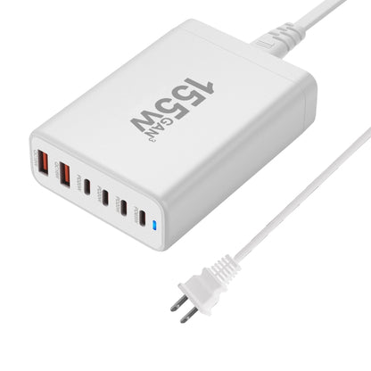 155W 4Type-C, 2USB 6-Ports Desktop Fast Charger, Plug Type:US Plug(White) - Multifunction Charger by PMC Jewellery | Online Shopping South Africa | PMC Jewellery | Buy Now Pay Later Mobicred