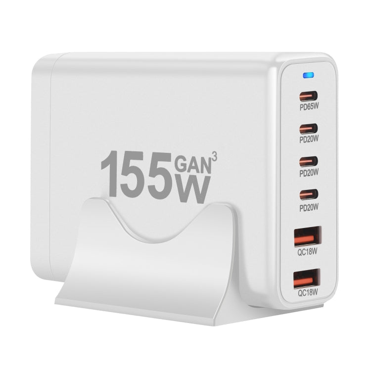 155W 4Type-C, 2USB 6-Ports Desktop Fast Charger, Plug Type:UK Plug(White) - Multifunction Charger by PMC Jewellery | Online Shopping South Africa | PMC Jewellery | Buy Now Pay Later Mobicred