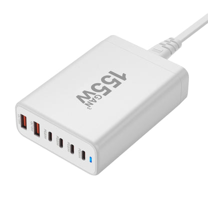 155W 4Type-C, 2USB 6-Ports Desktop Fast Charger, Plug Type:EU Plug(White) - Multifunction Charger by PMC Jewellery | Online Shopping South Africa | PMC Jewellery | Buy Now Pay Later Mobicred