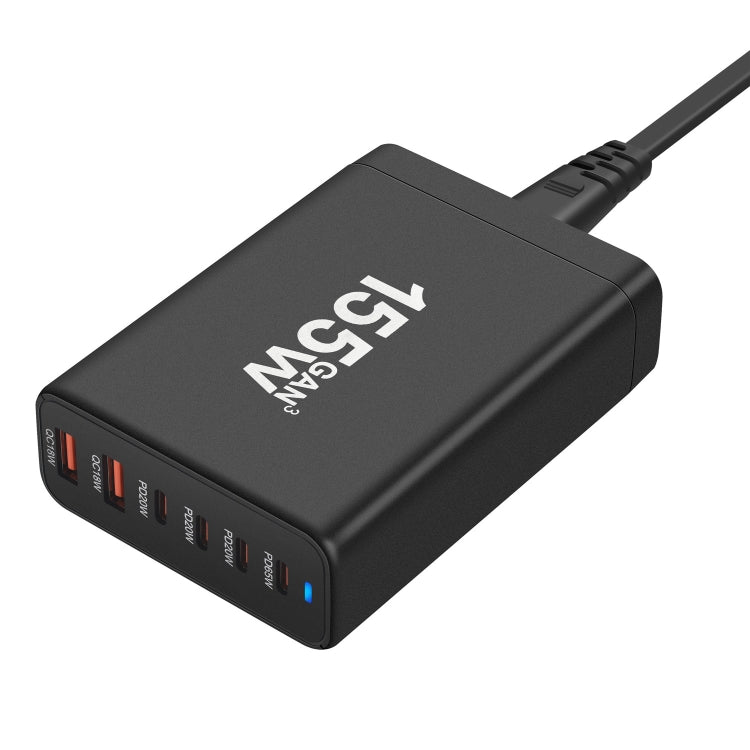 155W 4Type-C, 2USB 6-Ports Desktop Fast Charger, Plug Type:AU Plug(Black) - Multifunction Charger by PMC Jewellery | Online Shopping South Africa | PMC Jewellery | Buy Now Pay Later Mobicred