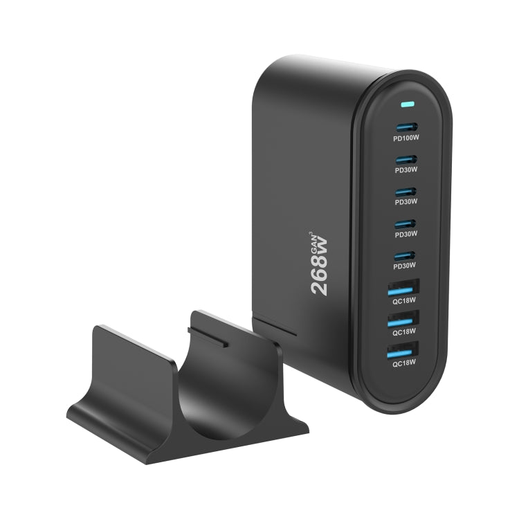 YMX-968 268W 5Type-C, 3USB 8-Ports Desktop Fast Charger, Plug Type:US Plug(Black) - Multifunction Charger by PMC Jewellery | Online Shopping South Africa | PMC Jewellery | Buy Now Pay Later Mobicred