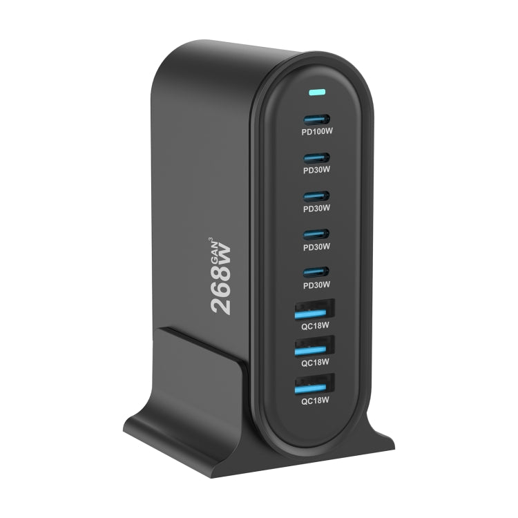 YMX-968 268W 5Type-C, 3USB 8-Ports Desktop Fast Charger, Plug Type:UK Plug(Black) - Multifunction Charger by PMC Jewellery | Online Shopping South Africa | PMC Jewellery | Buy Now Pay Later Mobicred