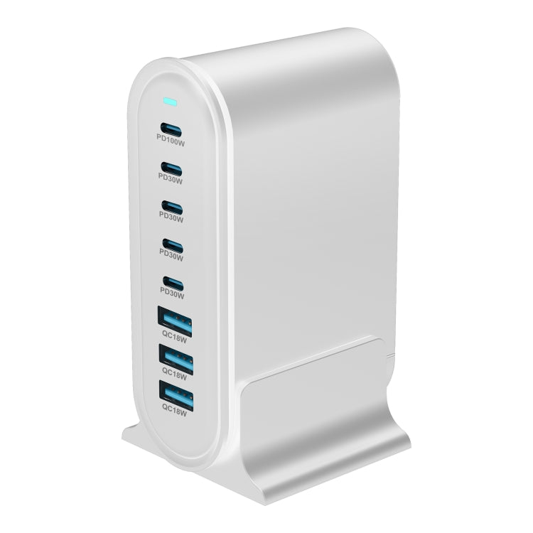 YMX-968 268W 5Type-C, 3USB 8-Ports Desktop Fast Charger, Plug Type:EU Plug(White) - Multifunction Charger by PMC Jewellery | Online Shopping South Africa | PMC Jewellery | Buy Now Pay Later Mobicred