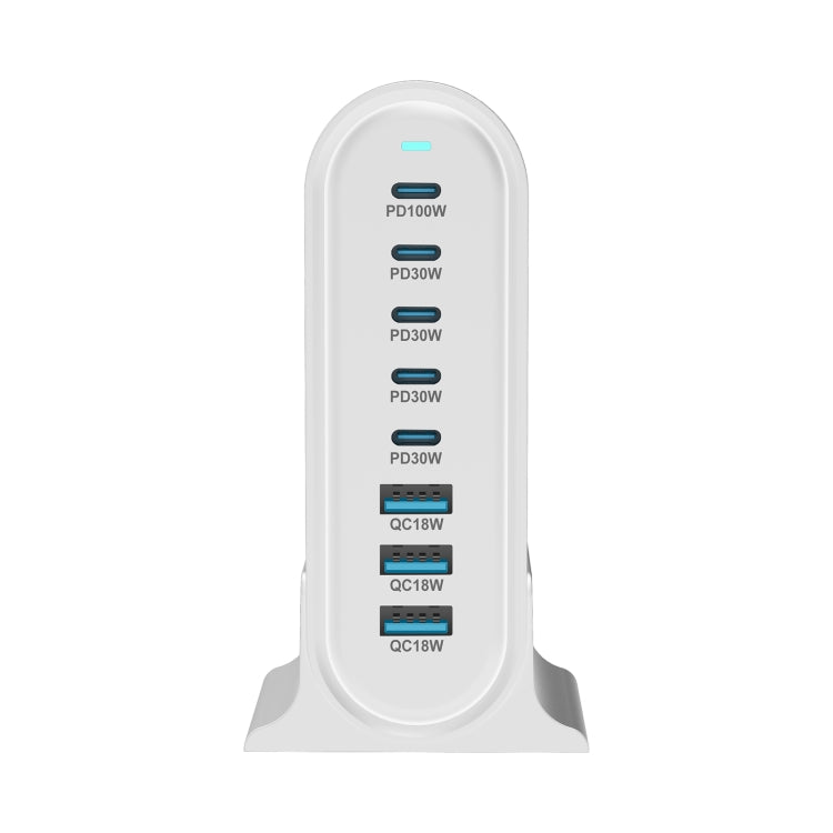 YMX-968 268W 5Type-C, 3USB 8-Ports Desktop Fast Charger, Plug Type:EU Plug(White) - Multifunction Charger by PMC Jewellery | Online Shopping South Africa | PMC Jewellery | Buy Now Pay Later Mobicred