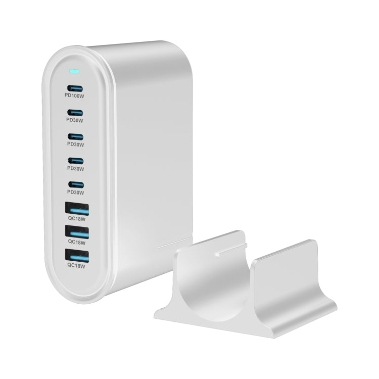 YMX-968 268W 5Type-C, 3USB 8-Ports Desktop Fast Charger, Plug Type:EU Plug(White) - Multifunction Charger by PMC Jewellery | Online Shopping South Africa | PMC Jewellery | Buy Now Pay Later Mobicred