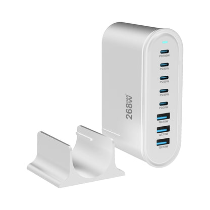 YMX-968 268W 5Type-C, 3USB 8-Ports Desktop Fast Charger, Plug Type:EU Plug(White) - Multifunction Charger by PMC Jewellery | Online Shopping South Africa | PMC Jewellery | Buy Now Pay Later Mobicred