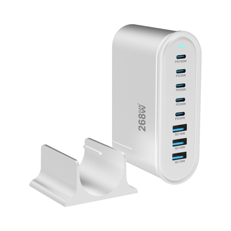 YMX-968 268W 5Type-C, 3USB 8-Ports Desktop Fast Charger, Plug Type:AU Plug(White) - Multifunction Charger by PMC Jewellery | Online Shopping South Africa | PMC Jewellery | Buy Now Pay Later Mobicred