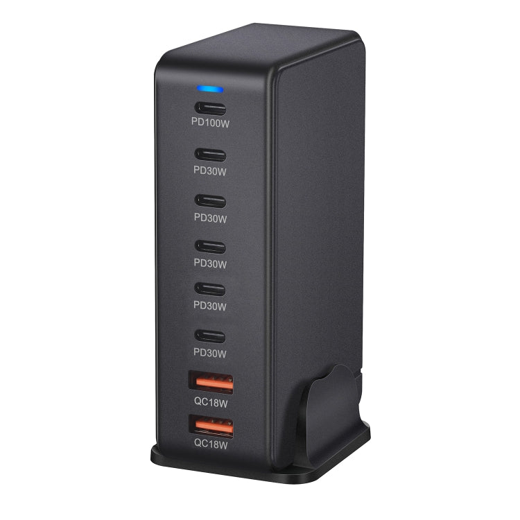 YMX-986 286W 6 Type-C, 2 USB 8-Ports Desktop Fast Charger, Plug Type:EU Plug(Black) - Multifunction Charger by PMC Jewellery | Online Shopping South Africa | PMC Jewellery | Buy Now Pay Later Mobicred