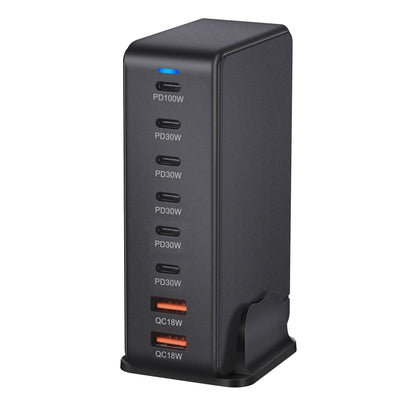 YMX-986 286W 6 Type-C, 2 USB 8-Ports Desktop Fast Charger, Plug Type:AU Plug(Black) - Multifunction Charger by PMC Jewellery | Online Shopping South Africa | PMC Jewellery | Buy Now Pay Later Mobicred