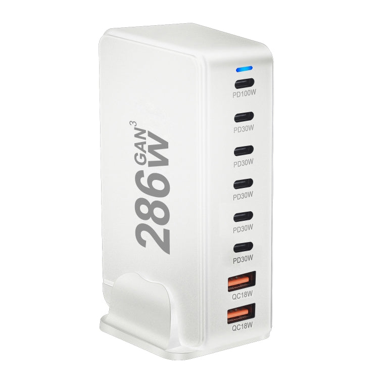 YMX-986 286W 6 Type-C, 2 USB 8-Ports Desktop Fast Charger, Plug Type:AU Plug(White) - Multifunction Charger by PMC Jewellery | Online Shopping South Africa | PMC Jewellery | Buy Now Pay Later Mobicred