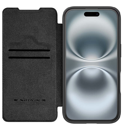 For iPhone 16 NILLKIN Qin Prop Series Flip Camera Cover Design Leather Phone Case(Black) - iPhone 16 Cases by NILLKIN | Online Shopping South Africa | PMC Jewellery | Buy Now Pay Later Mobicred