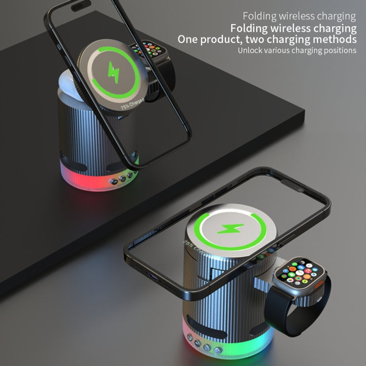 H61 15W 4 in 1 Multifunctional Foldable Wireless Charger Bluetooth Speaker(Black) - Multifunction Charger by PMC Jewellery | Online Shopping South Africa | PMC Jewellery | Buy Now Pay Later Mobicred