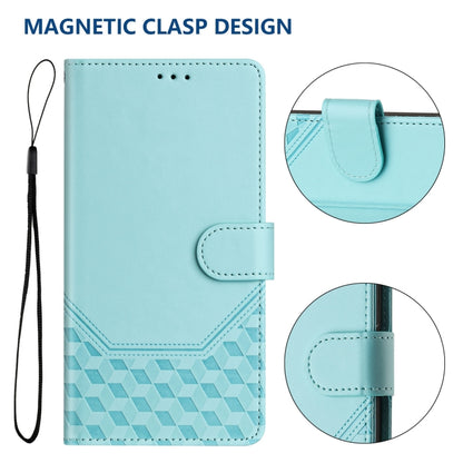 For Honor Magic6 Pro 5G Honeycomb Embossing RFID Leather Phone Case(Mint Green) - Honor Cases by PMC Jewellery | Online Shopping South Africa | PMC Jewellery | Buy Now Pay Later Mobicred