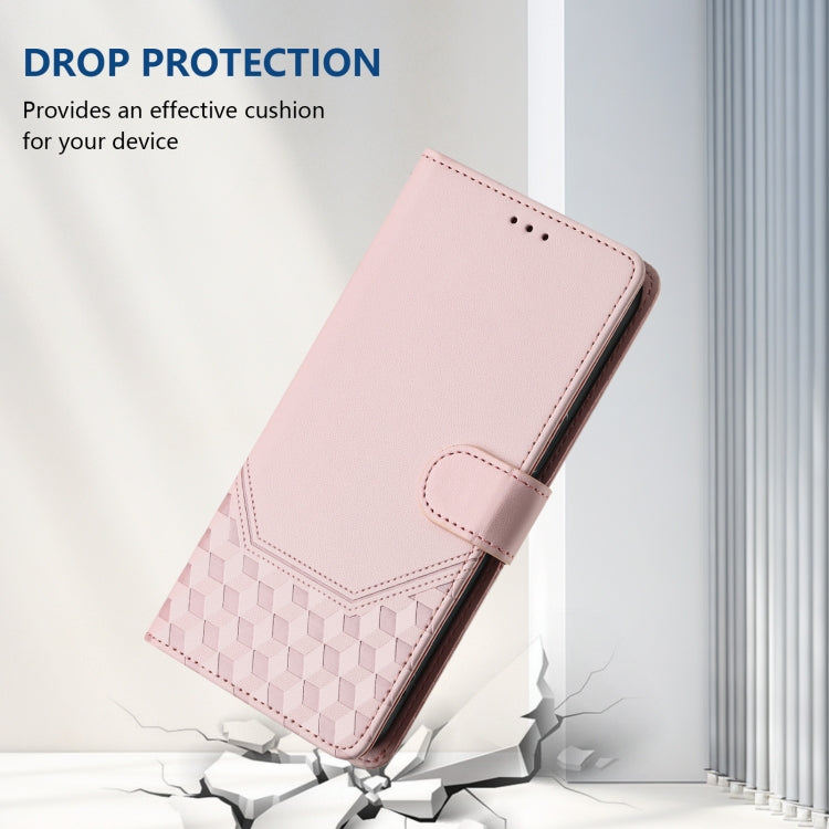 For Honor Magic6 Pro 5G Honeycomb Embossing RFID Leather Phone Case(Pink) - Honor Cases by PMC Jewellery | Online Shopping South Africa | PMC Jewellery | Buy Now Pay Later Mobicred