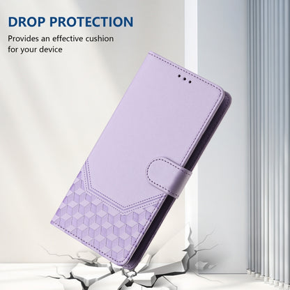 For Honor Magic6 Pro 5G Honeycomb Embossing RFID Leather Phone Case(Light Purple) - Honor Cases by PMC Jewellery | Online Shopping South Africa | PMC Jewellery | Buy Now Pay Later Mobicred