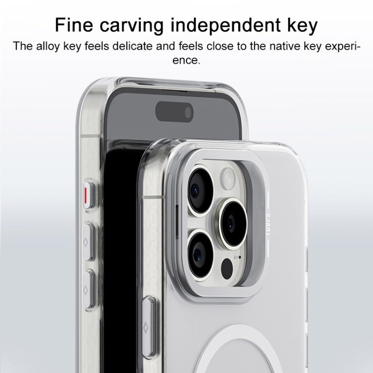 For iPhone 16 Plus TGVIS Stand Series MagSafe Phone Case with Lens Frame Holder(Transparent) - iPhone 16 Plus Cases by TGVIS | Online Shopping South Africa | PMC Jewellery | Buy Now Pay Later Mobicred