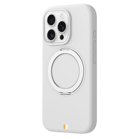 For iPhone 16 Pro TGVIS GEEK Series MagSafe Silicone Phone Case with Rotating Holder(White) - iPhone 16 Pro Cases by TGVIS | Online Shopping South Africa | PMC Jewellery | Buy Now Pay Later Mobicred