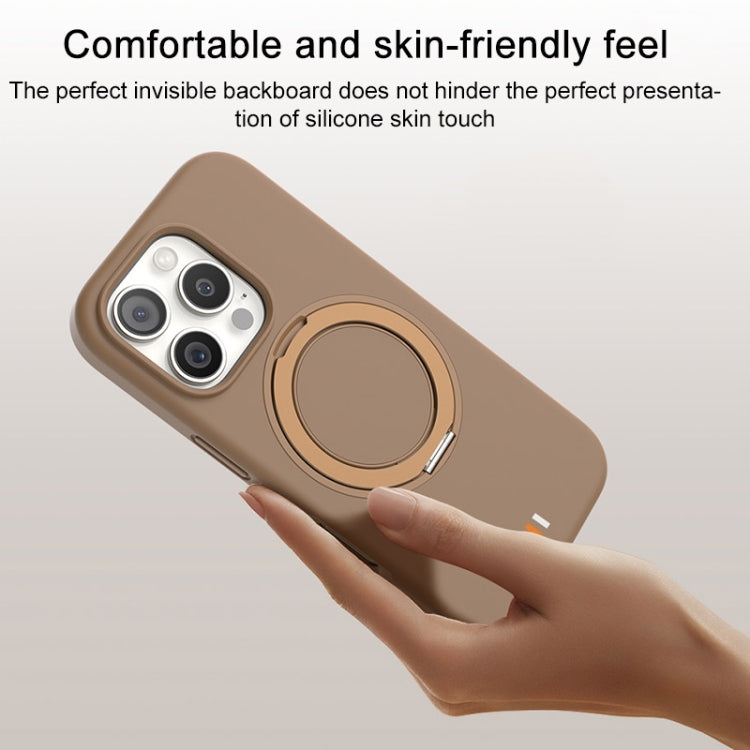 For iPhone 16 Pro TGVIS GEEK Series MagSafe Silicone Phone Case with Rotating Holder(Bronze) - iPhone 16 Pro Cases by TGVIS | Online Shopping South Africa | PMC Jewellery | Buy Now Pay Later Mobicred