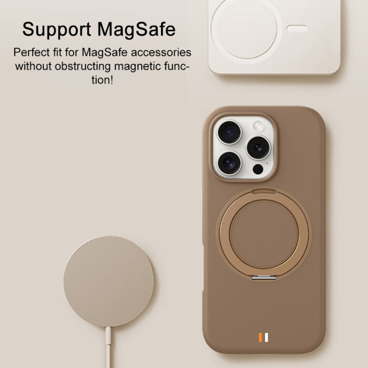 For iPhone 16 Pro TGVIS GEEK Series MagSafe Silicone Phone Case with Rotating Holder(White) - iPhone 16 Pro Cases by TGVIS | Online Shopping South Africa | PMC Jewellery | Buy Now Pay Later Mobicred